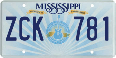 MS license plate ZCK781