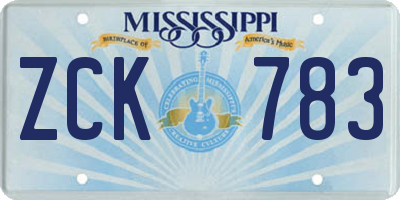 MS license plate ZCK783