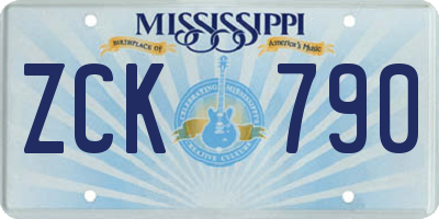 MS license plate ZCK790