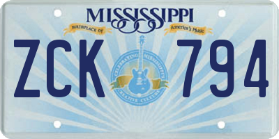 MS license plate ZCK794