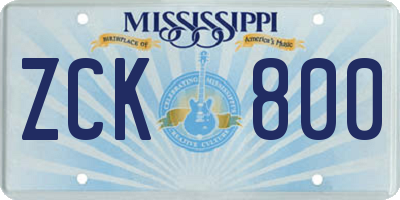 MS license plate ZCK800