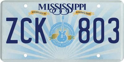 MS license plate ZCK803
