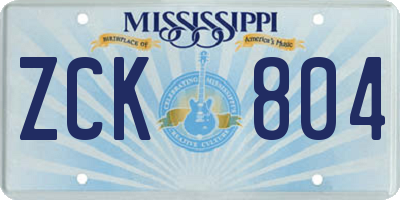 MS license plate ZCK804