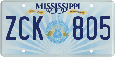 MS license plate ZCK805