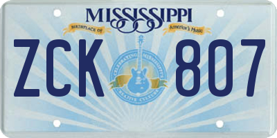 MS license plate ZCK807
