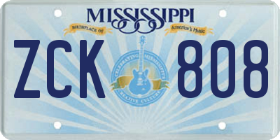 MS license plate ZCK808