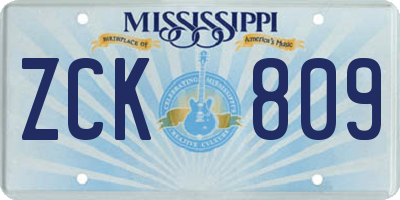 MS license plate ZCK809