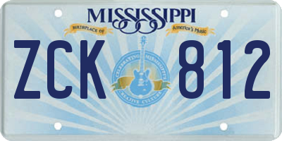 MS license plate ZCK812
