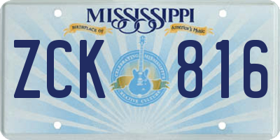 MS license plate ZCK816