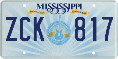 MS license plate ZCK817