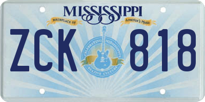 MS license plate ZCK818