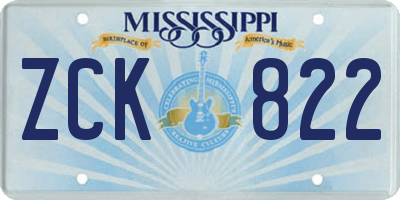 MS license plate ZCK822