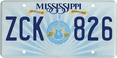 MS license plate ZCK826