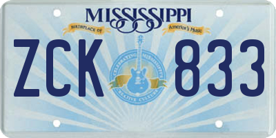 MS license plate ZCK833