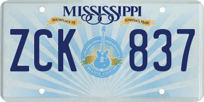 MS license plate ZCK837