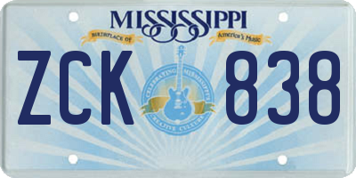 MS license plate ZCK838