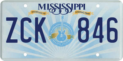 MS license plate ZCK846