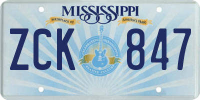 MS license plate ZCK847