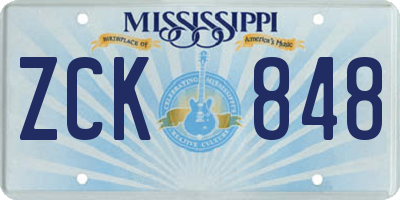 MS license plate ZCK848
