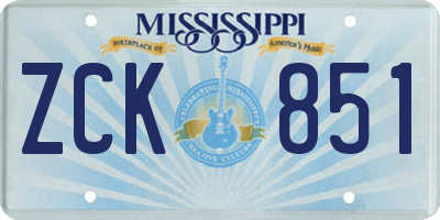 MS license plate ZCK851
