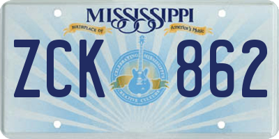 MS license plate ZCK862
