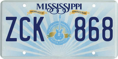 MS license plate ZCK868