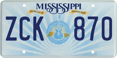 MS license plate ZCK870