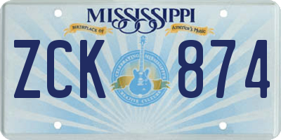 MS license plate ZCK874