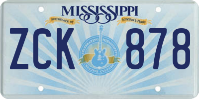 MS license plate ZCK878