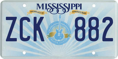 MS license plate ZCK882