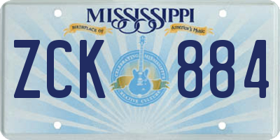 MS license plate ZCK884