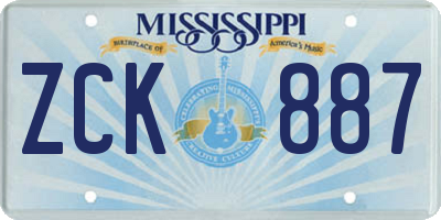 MS license plate ZCK887