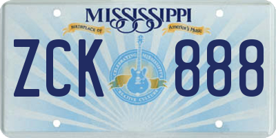 MS license plate ZCK888
