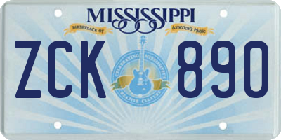 MS license plate ZCK890