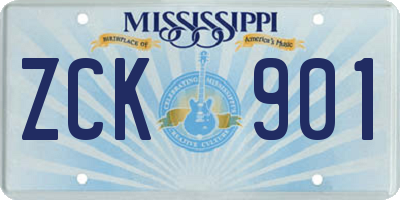 MS license plate ZCK901