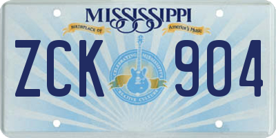 MS license plate ZCK904