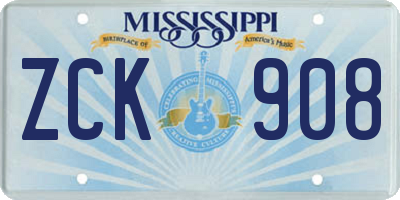 MS license plate ZCK908