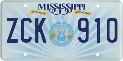 MS license plate ZCK910