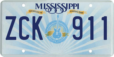 MS license plate ZCK911