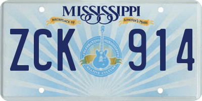 MS license plate ZCK914