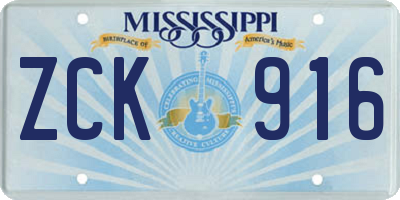 MS license plate ZCK916