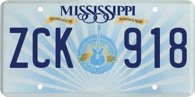 MS license plate ZCK918