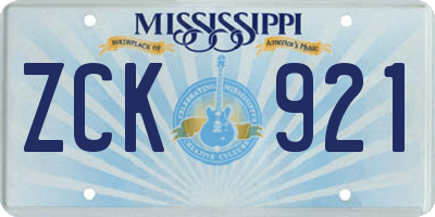 MS license plate ZCK921