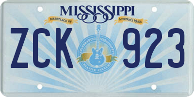 MS license plate ZCK923