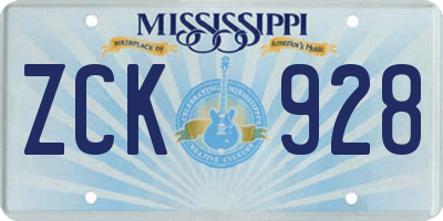 MS license plate ZCK928