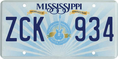 MS license plate ZCK934