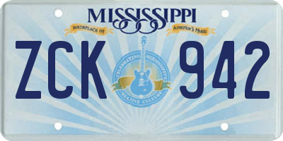 MS license plate ZCK942