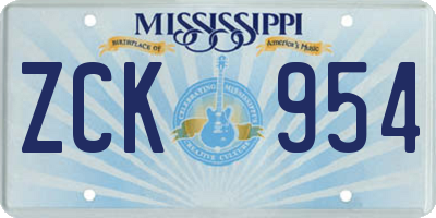 MS license plate ZCK954
