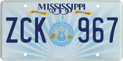 MS license plate ZCK967