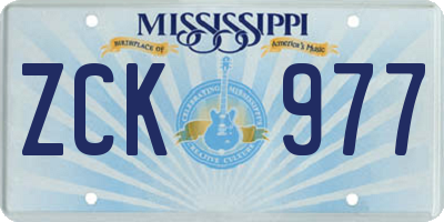 MS license plate ZCK977